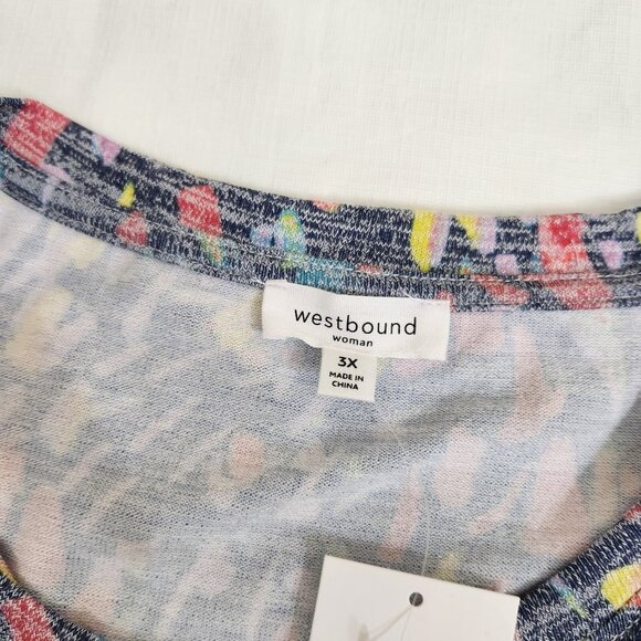 Westbound Women's Multi Color Pastel Confetti Short Sleeve Blouse Size 3X (60) - Picture 12 of 12